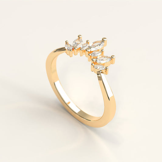 18k Gold with 6 Marquise Diamonds enhancer Ring