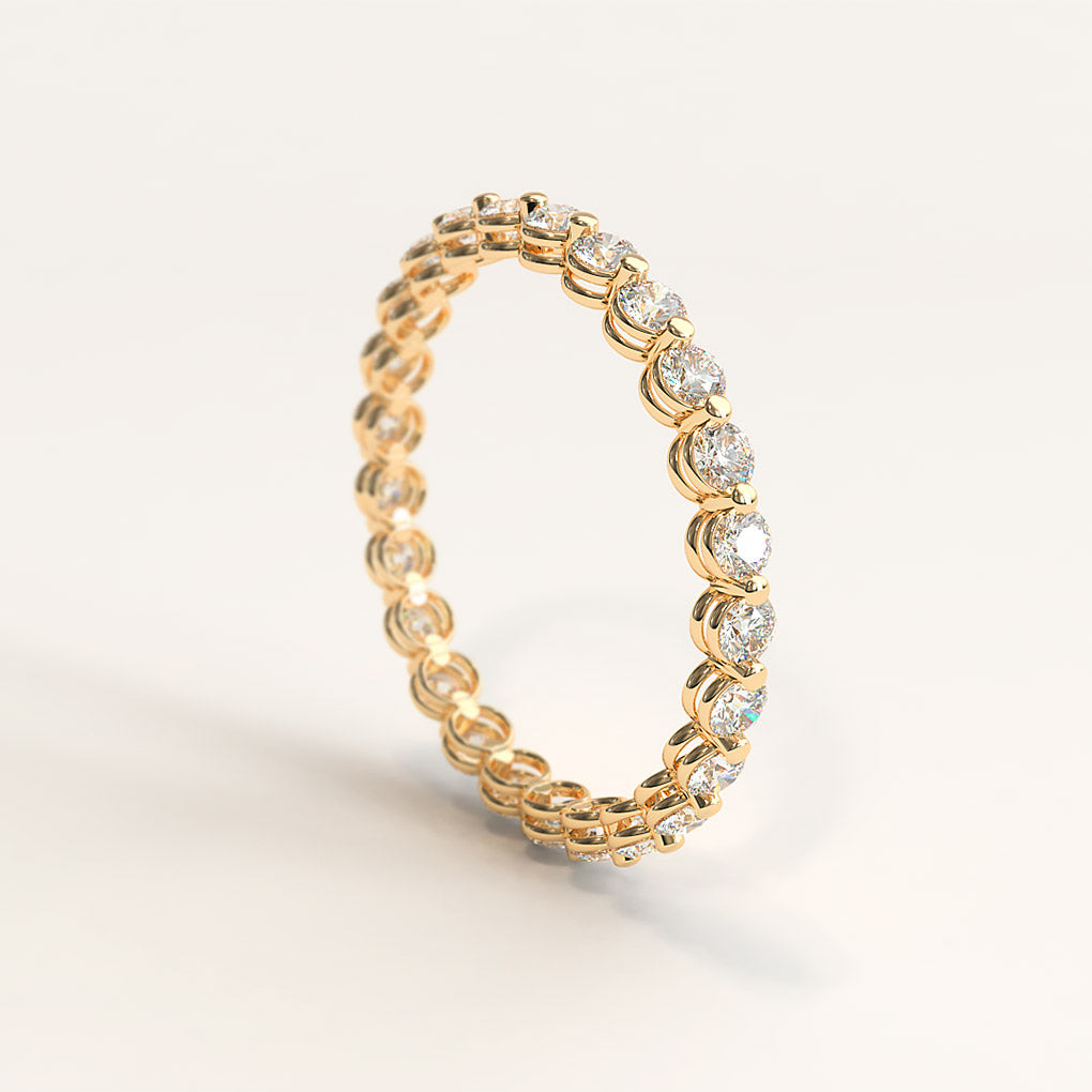 Yellow Gold Band with 2mm Natural Round Diamonds
