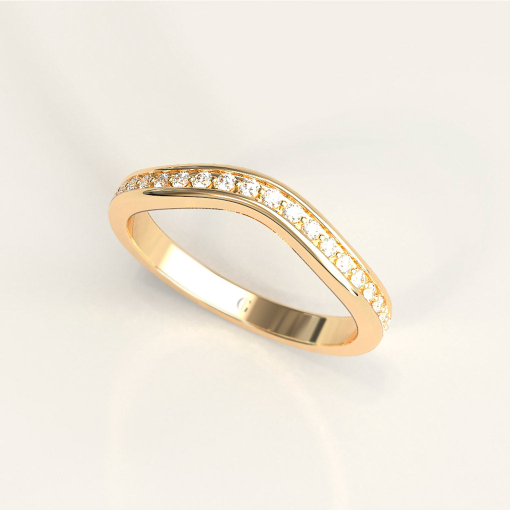 Eternity Curved 18k Gold Ring with Diamonds