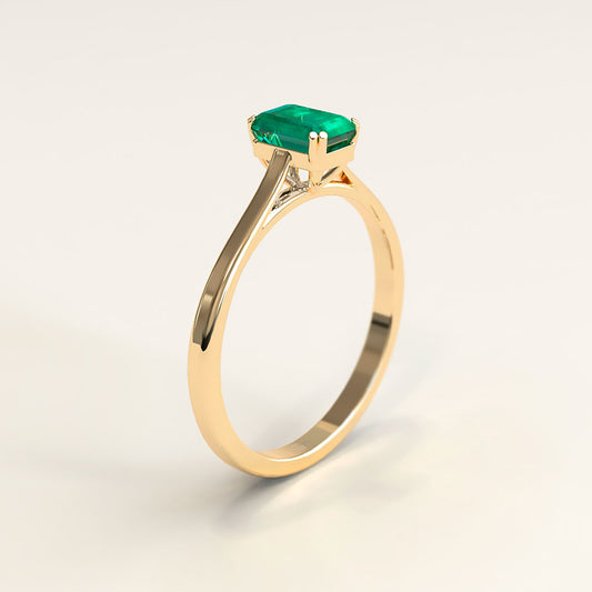 18k Gold Emerald Cut Colombian Emerald Ring