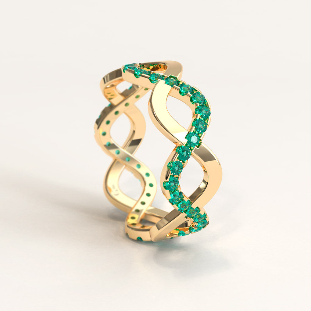 Gold Stackable Eternity Ring with Colombian Emeralds