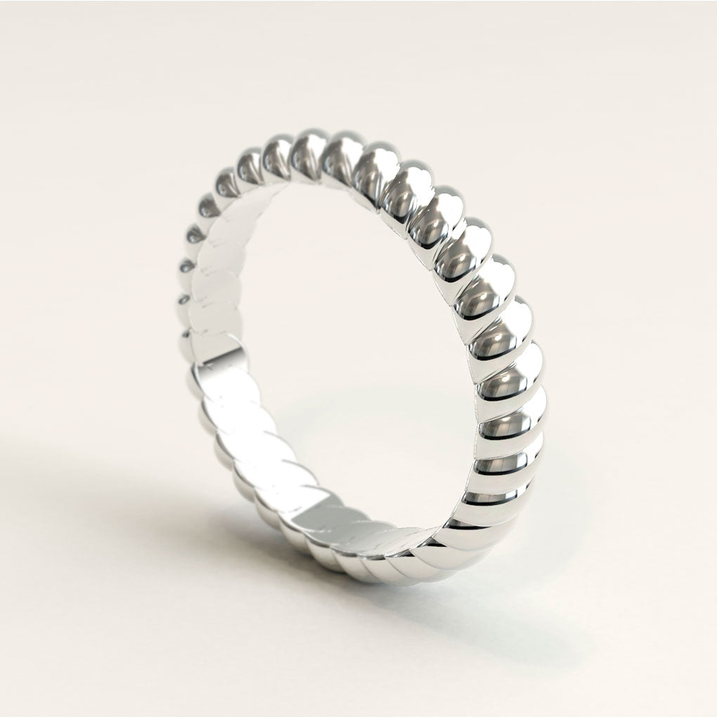3,5mm 18k White Gold Rope Ring