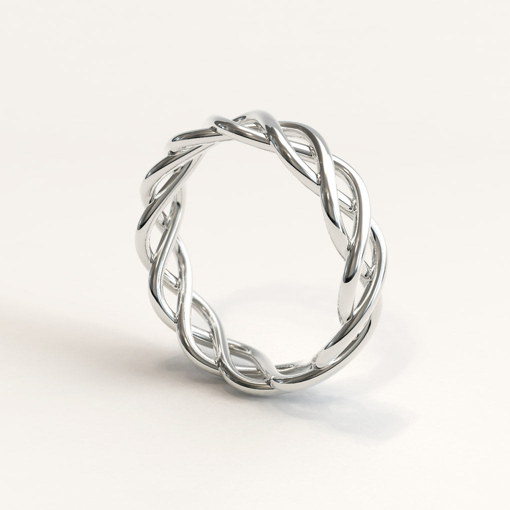 18k White Gold Braid Stack Ring