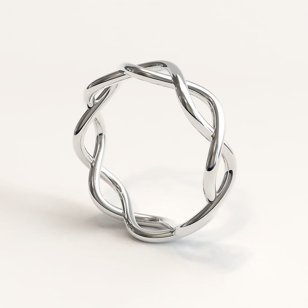 Interlocking Stack Ring in White Gold