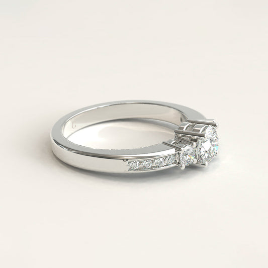 18k White Gold Trinity Diamond Engagement Ring