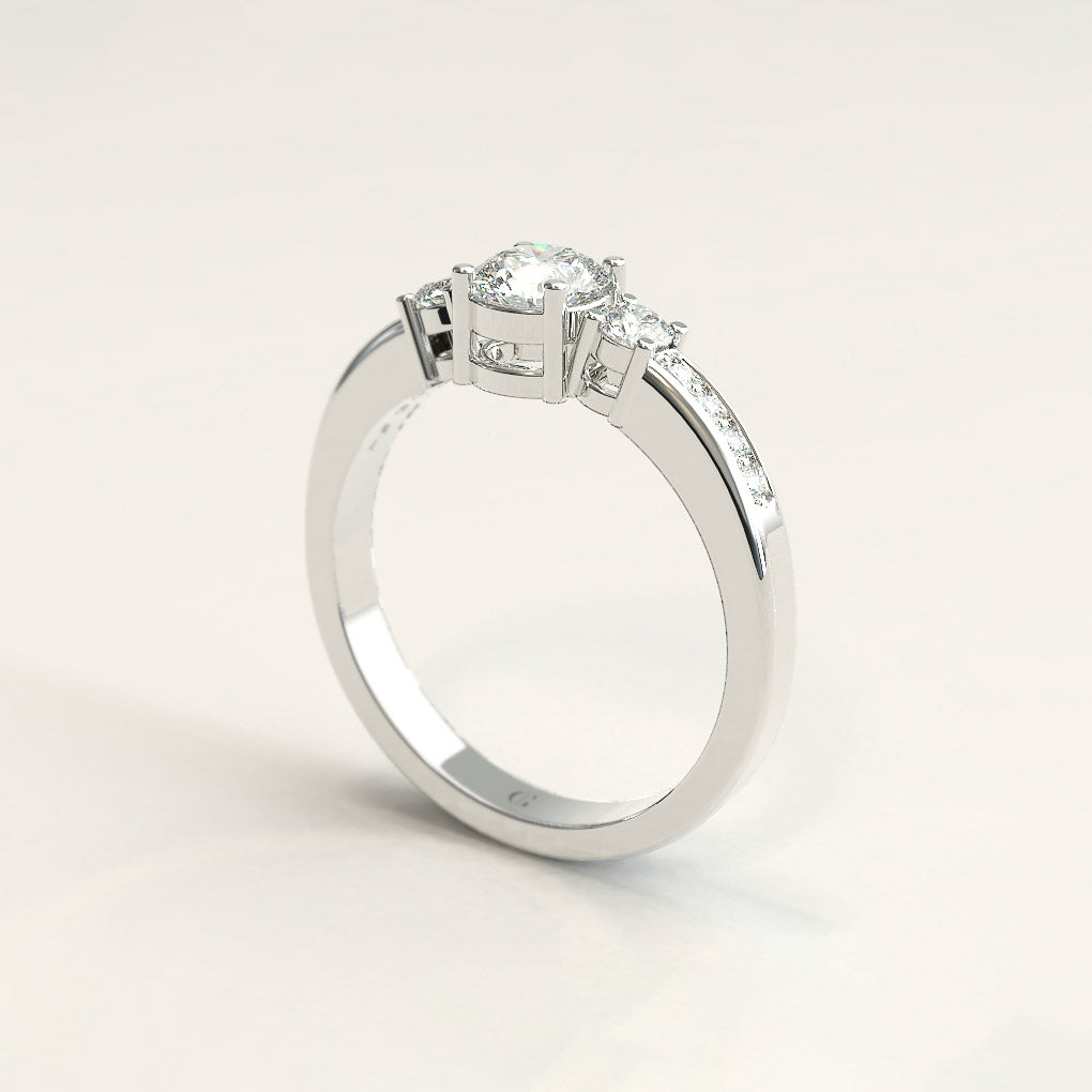 18k White Gold Trinity Diamond Engagement Ring