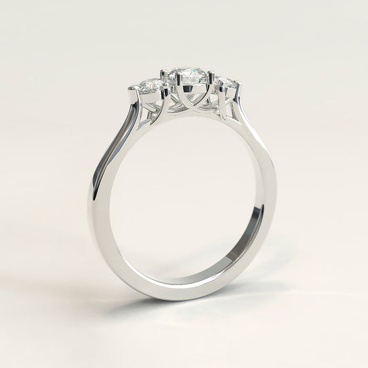 18k Gold Three-Stone Diamond Engagement Ring