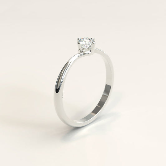 18k White Gold Round Diamond Engagement Ring