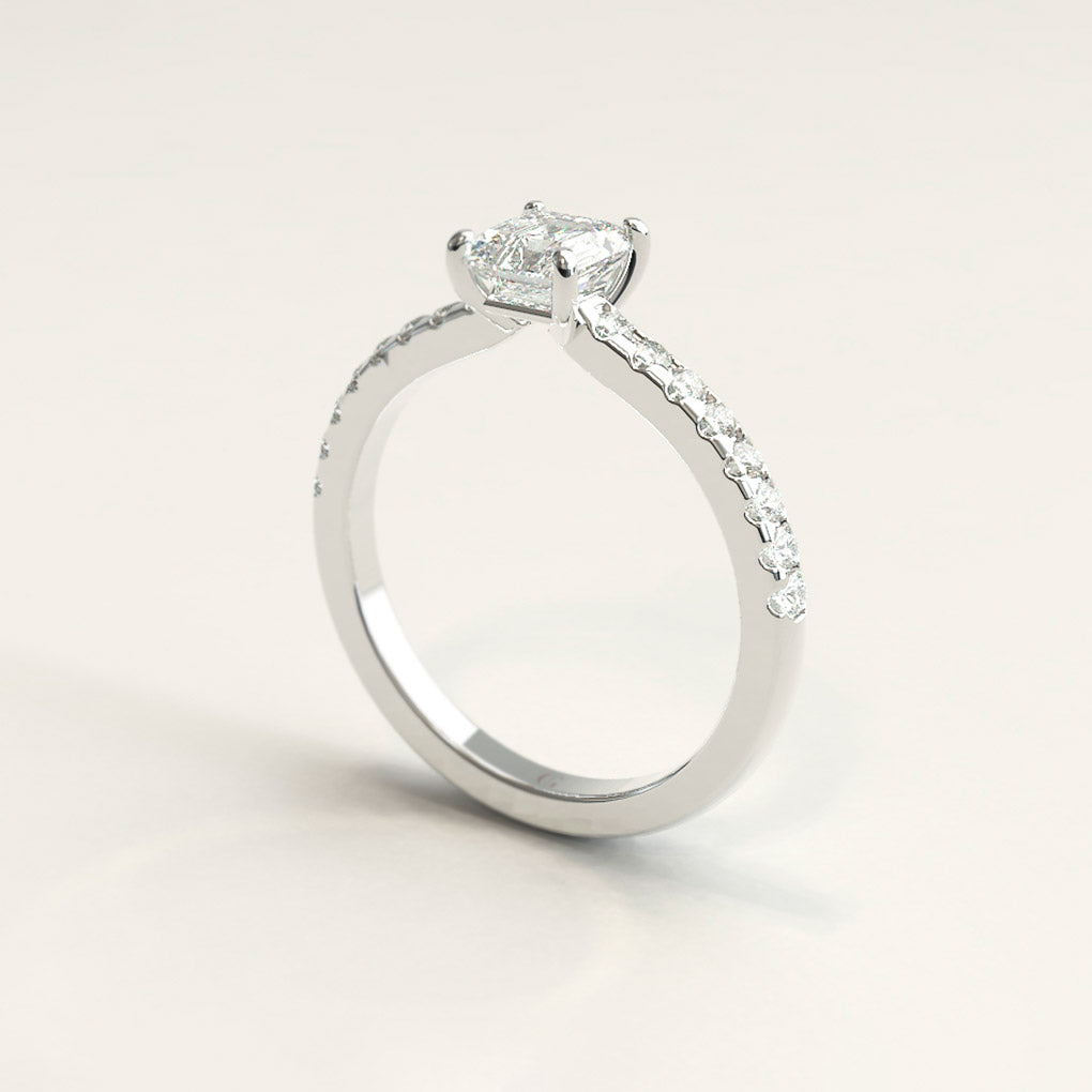 18k White Gold Radiant Diamond Engagement Ring