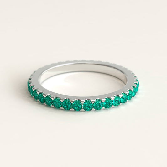 Eternity 18k White Gold with Emeralds Band