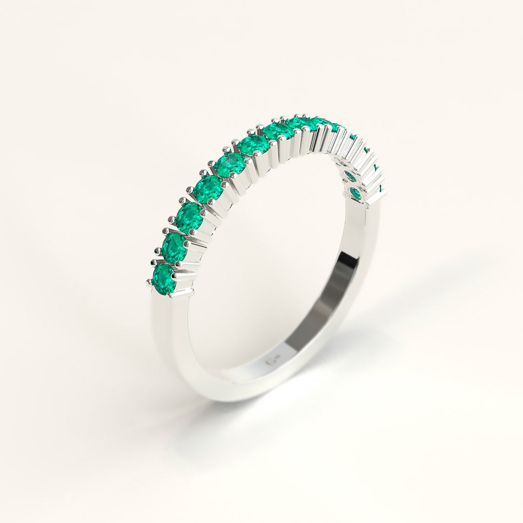 18k White Gold Colombian Emeralds Band