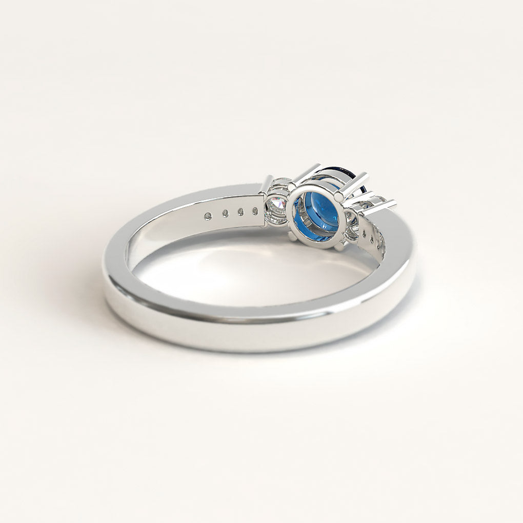 White Gold Trinity Sapphire and Diamonds Engagement Ring