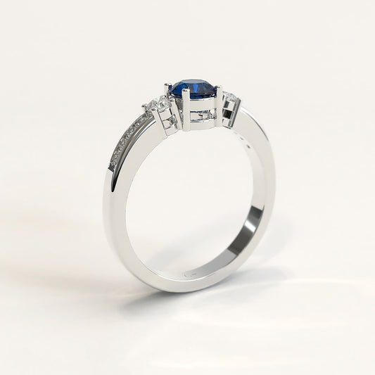White Gold Trinity Sapphire and Diamonds Engagement Ring