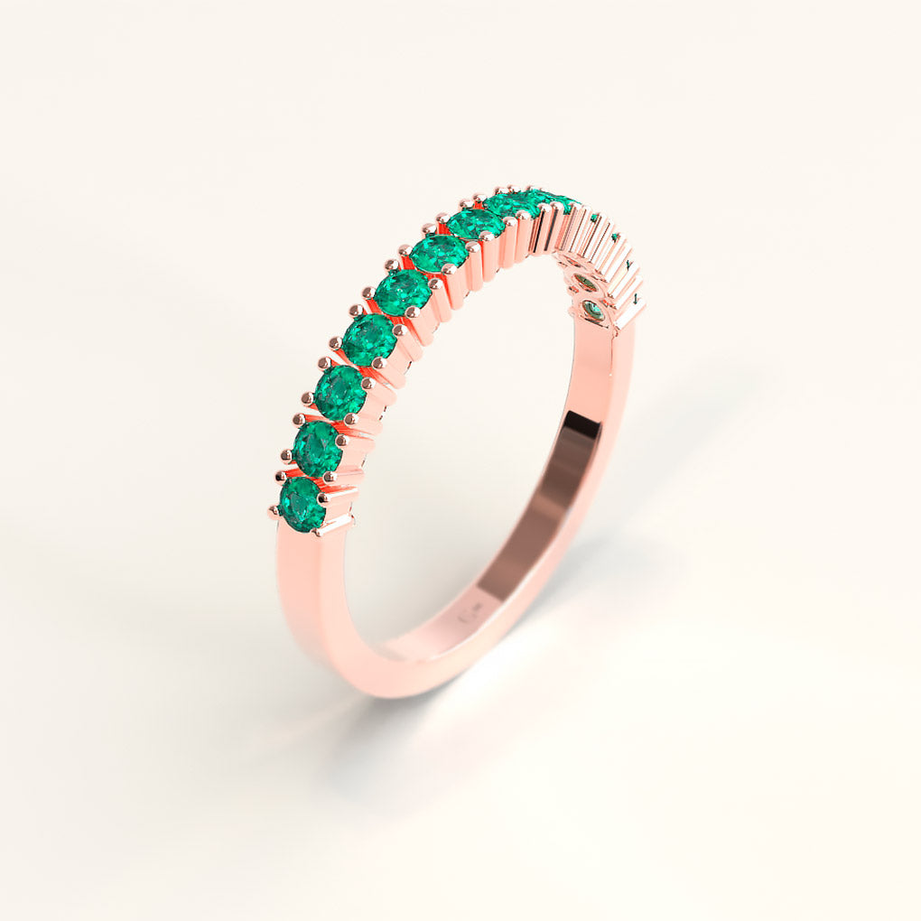 Rose Gold Colombian Emeralds Band