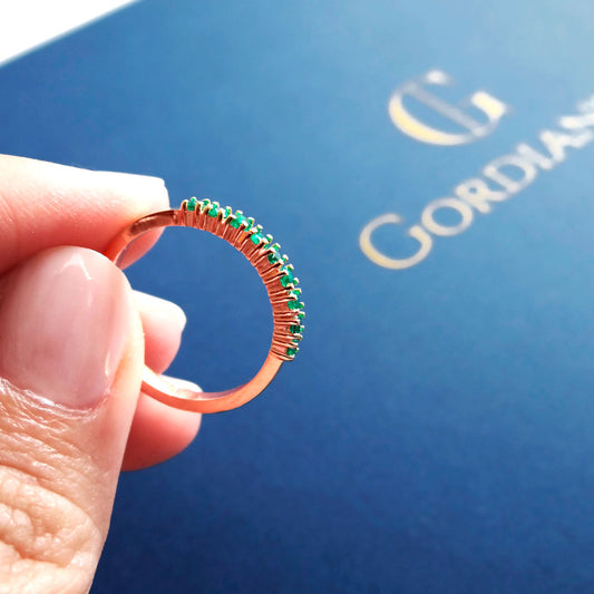 Rose Gold Colombian Emeralds Band