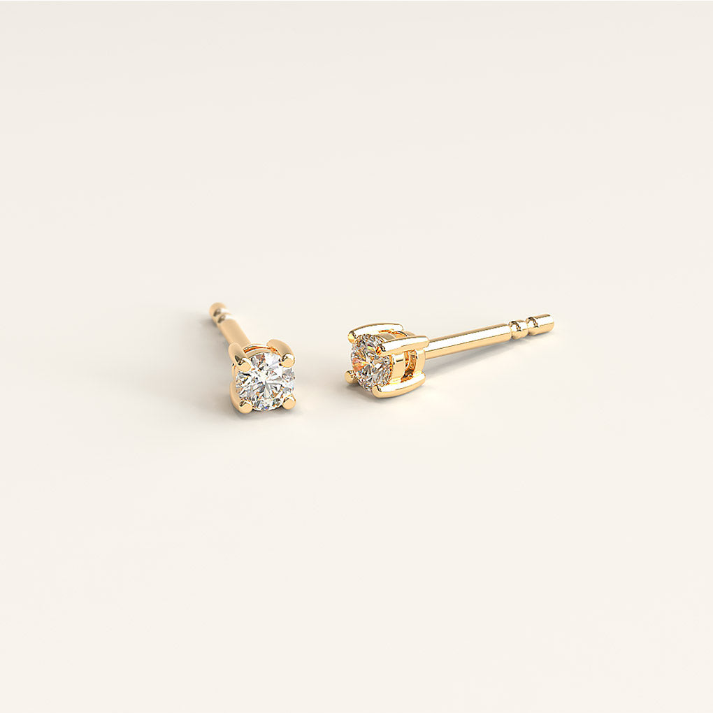 18k Yellow Gold Studs with 2mm Round Diamonds