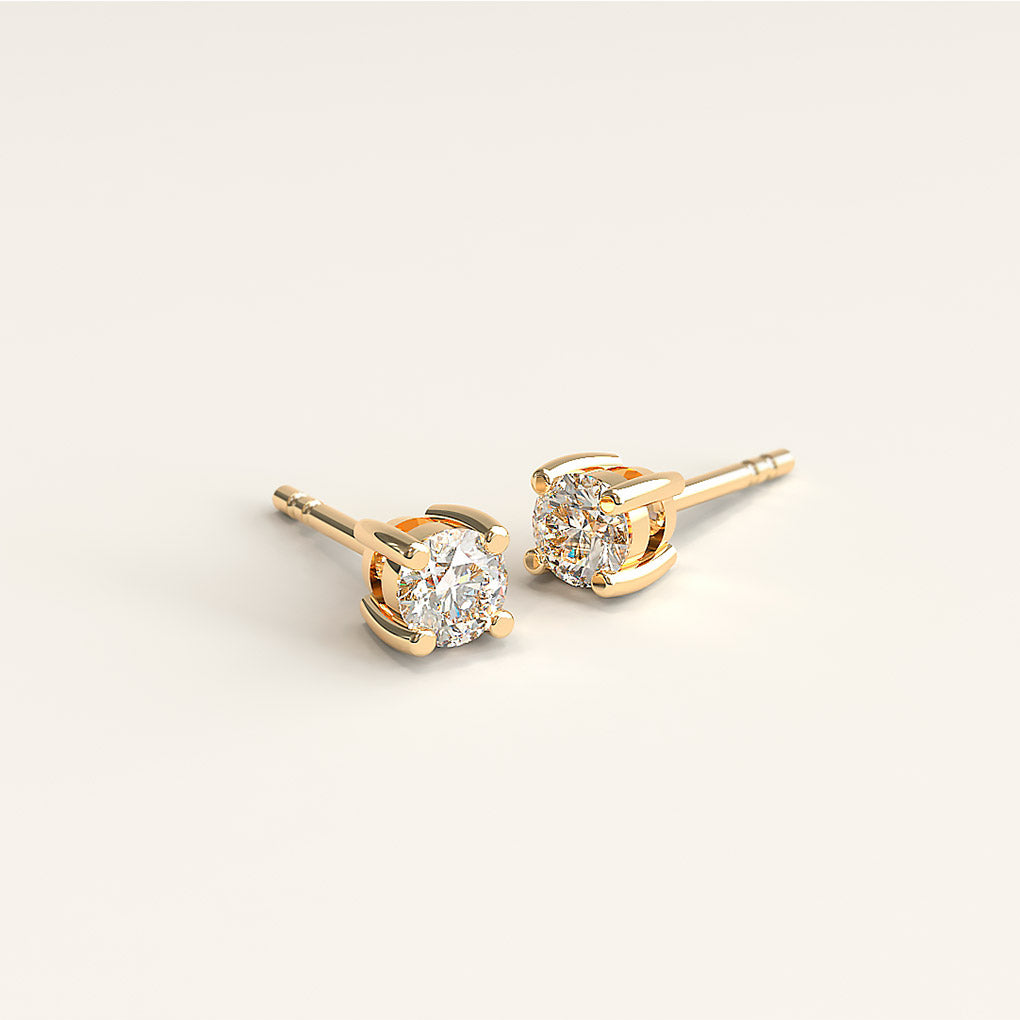 18k Gold Studs with 3mm Round Diamonds