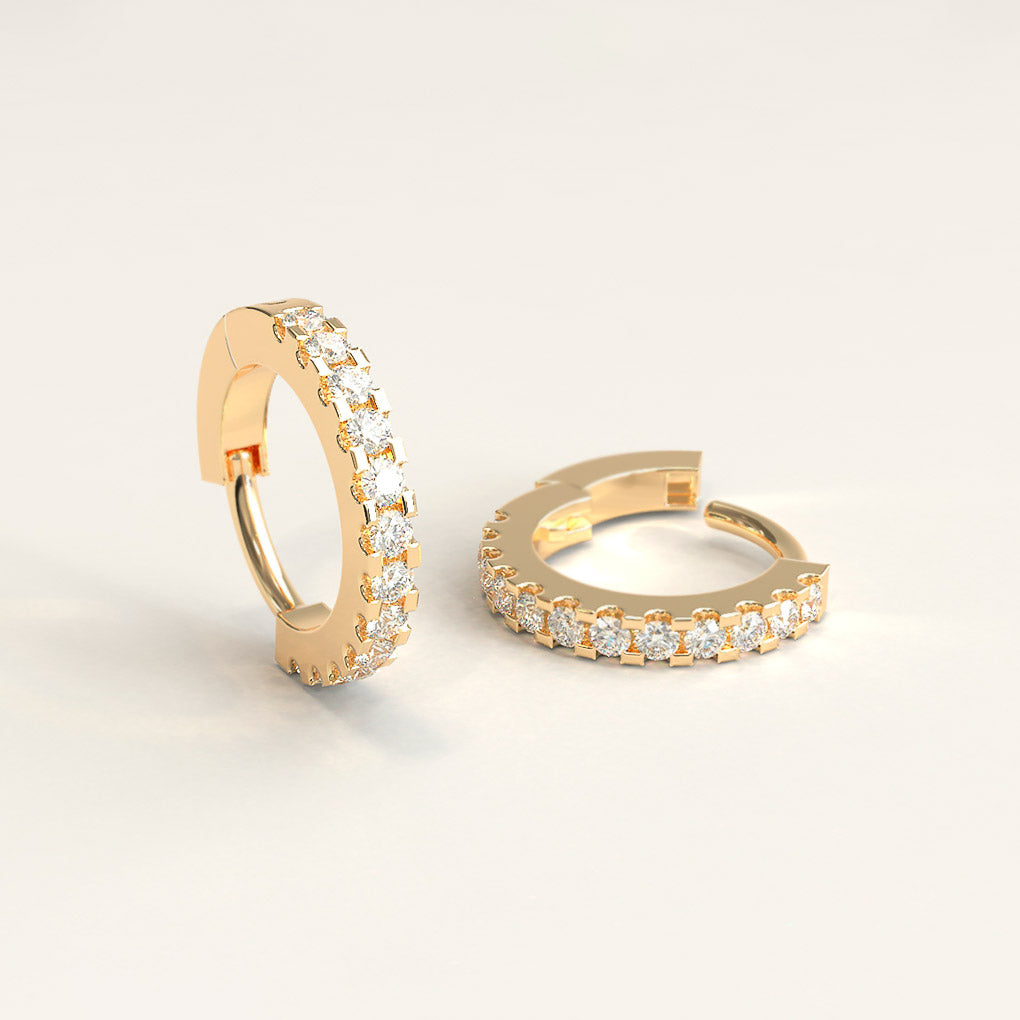 18k Yellow Gold and Diamond Gordianno Mini Hoops