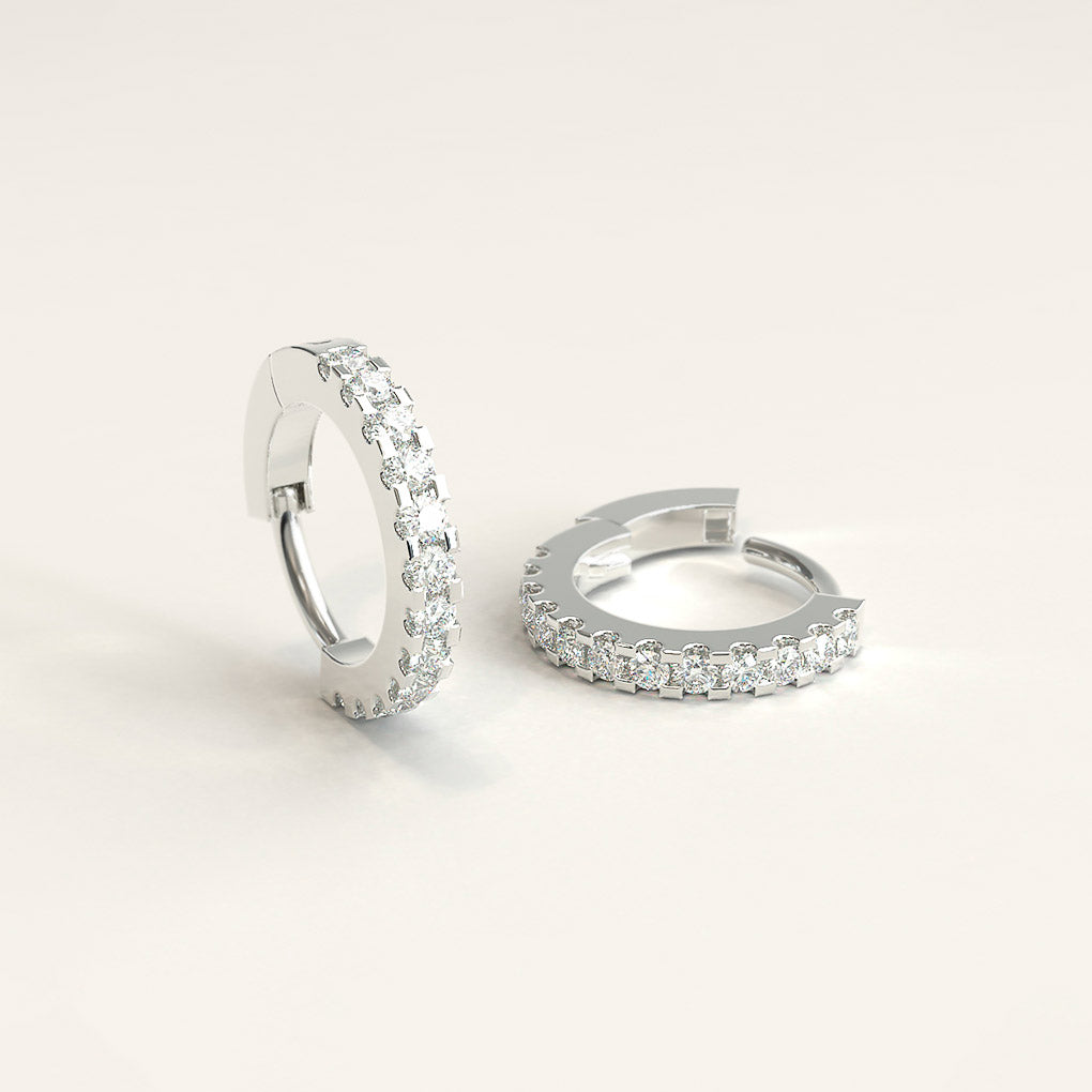 18k White Gold and Diamond Mini Hoops