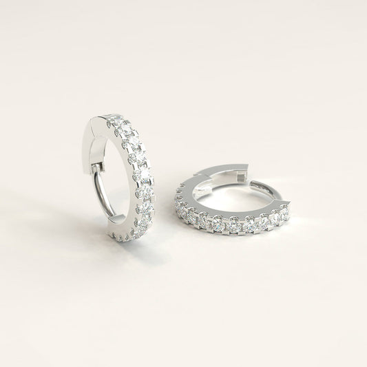 18k White Gold and Diamond Mini Hoops