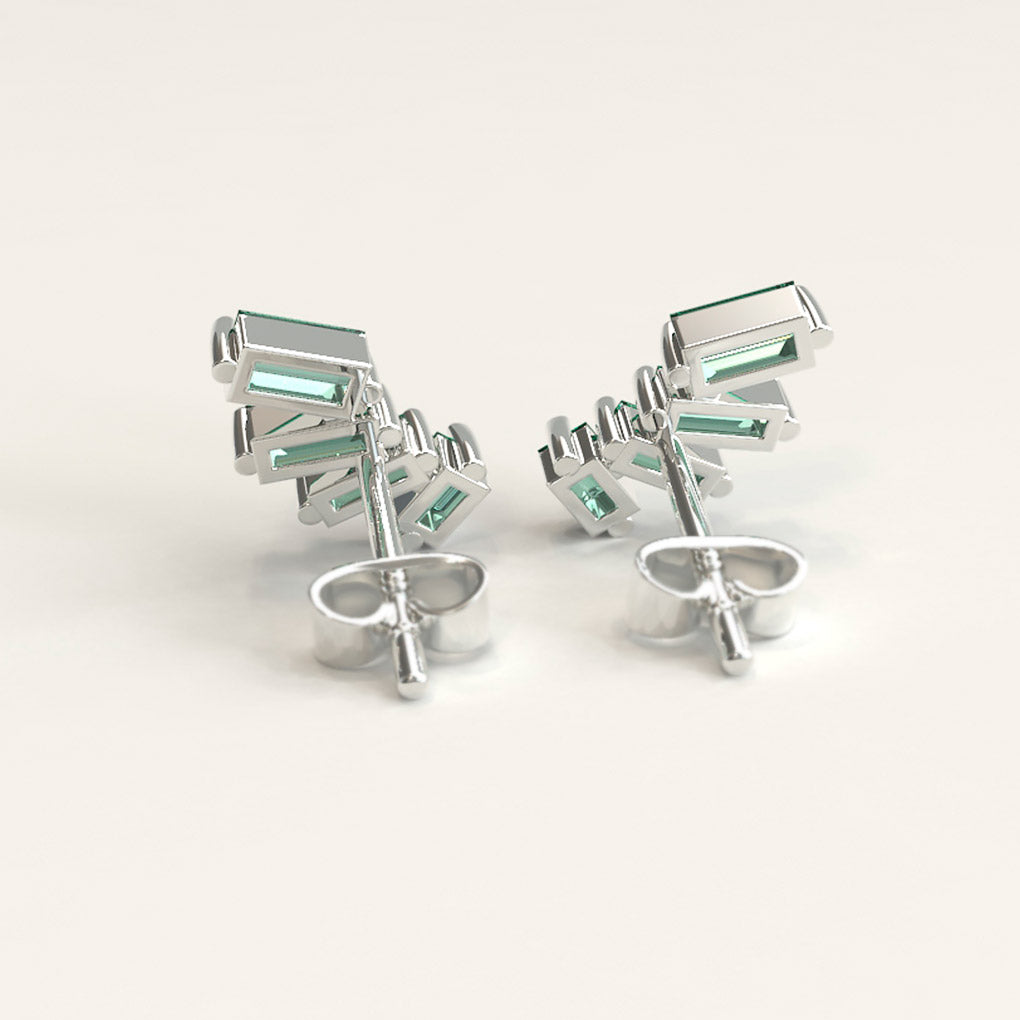 18k White Gold Earrings with Baguettes Emerald