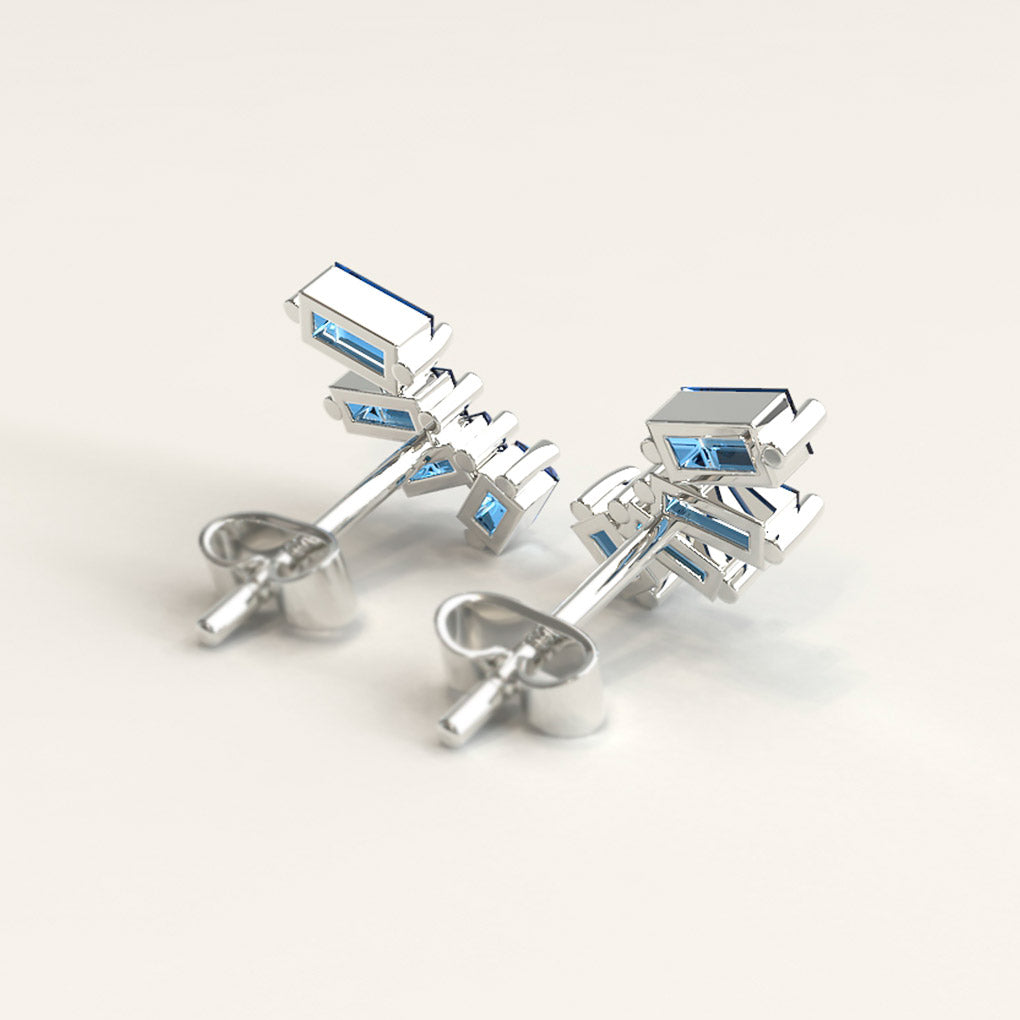 18k White Gold Earrings with Baguette Sapphires