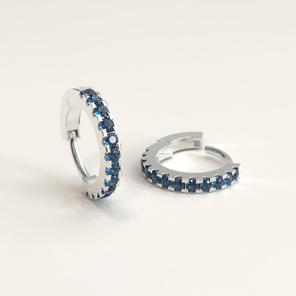 18k White Gold and Sapphire Gordianno Hoops