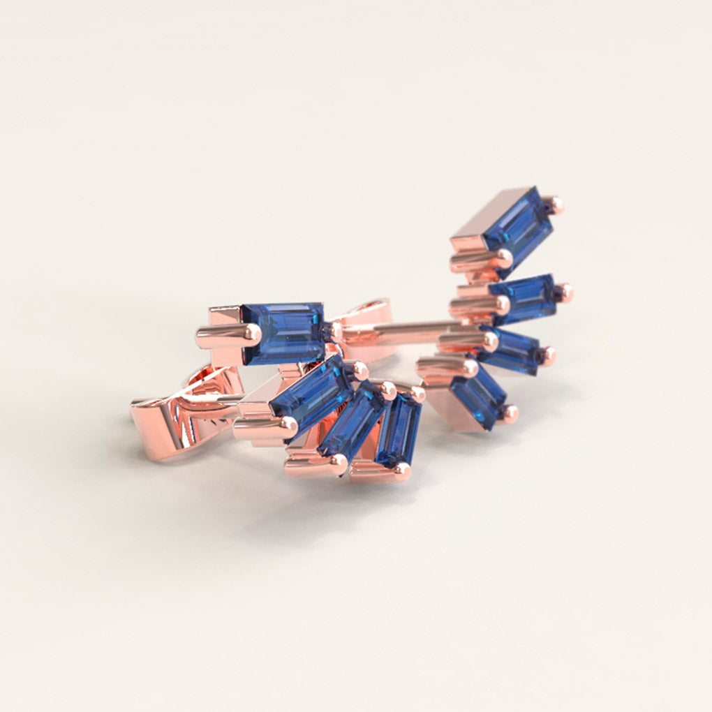 18k Gold Earrings with Baguettes Emerald