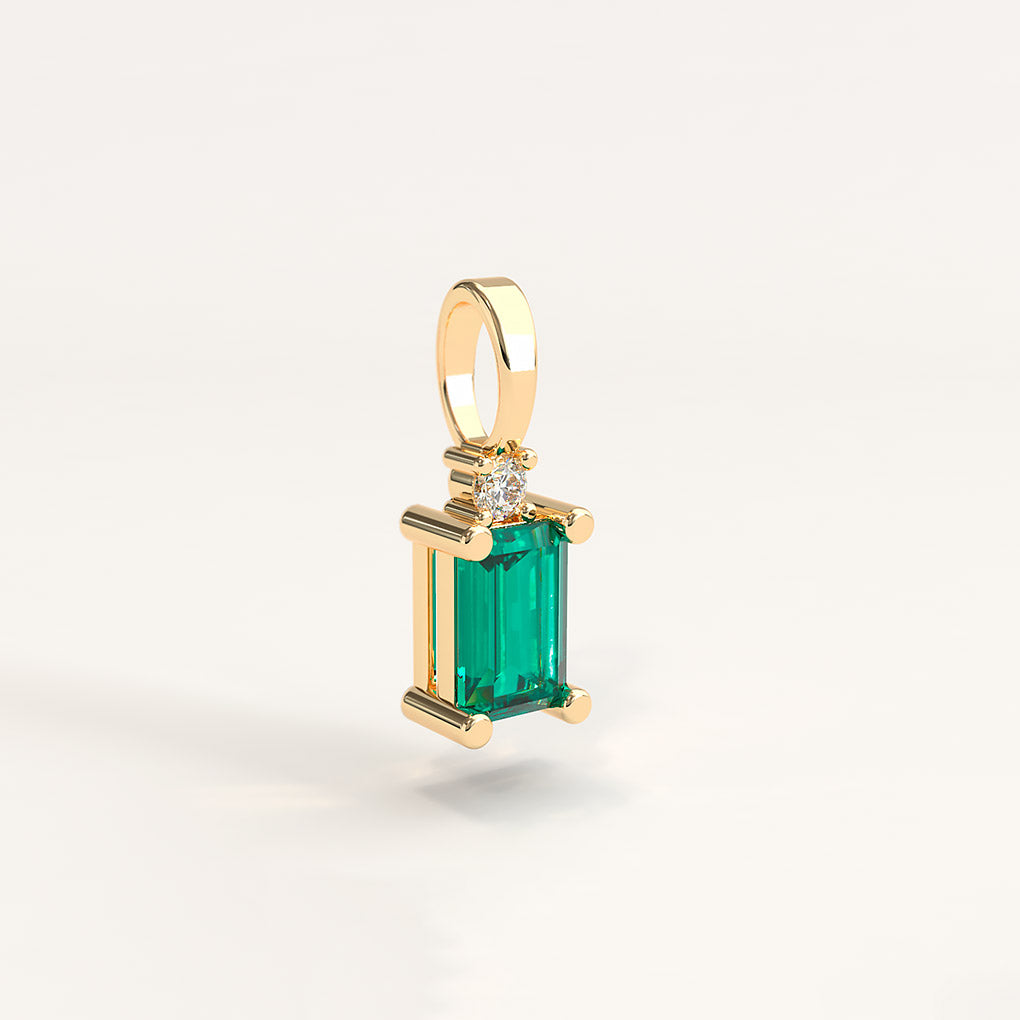 18k Yellow Gold Colombian Emerald and Diamond Pendant