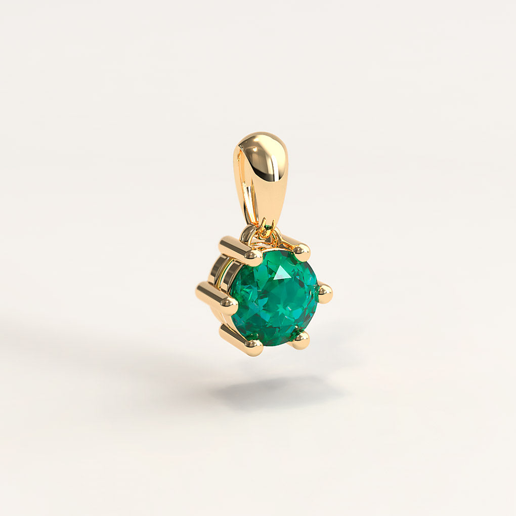 18k Gold Colombian Round Emerald Pendant