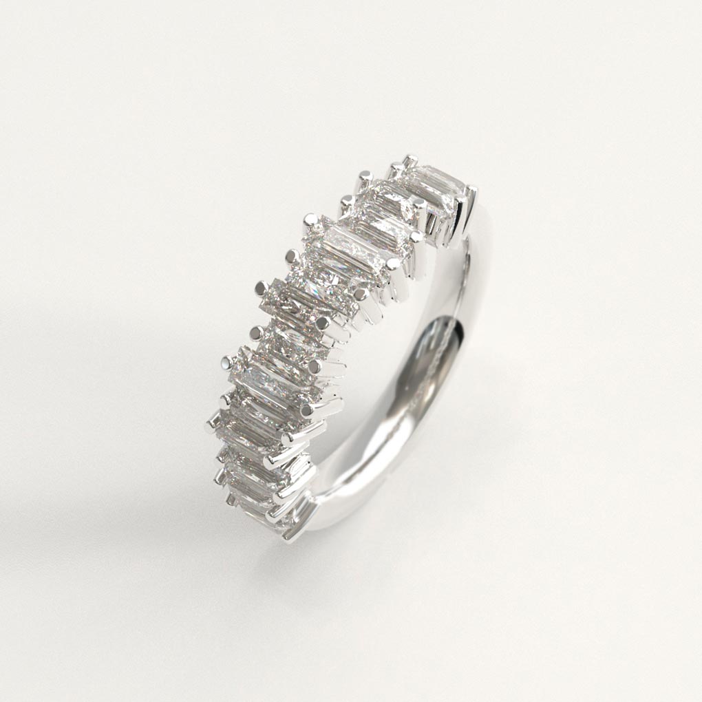 18k White Gold with Baguette Diamonds Ring