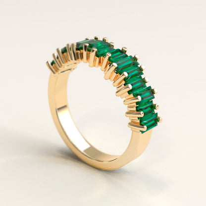 18k Gold Baguette Emerald Ring