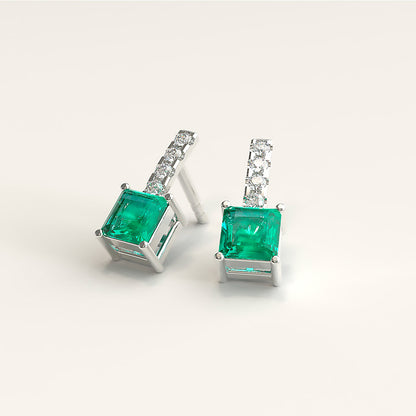 18k Gold with Emerald and Diamond Cocktail Earrings