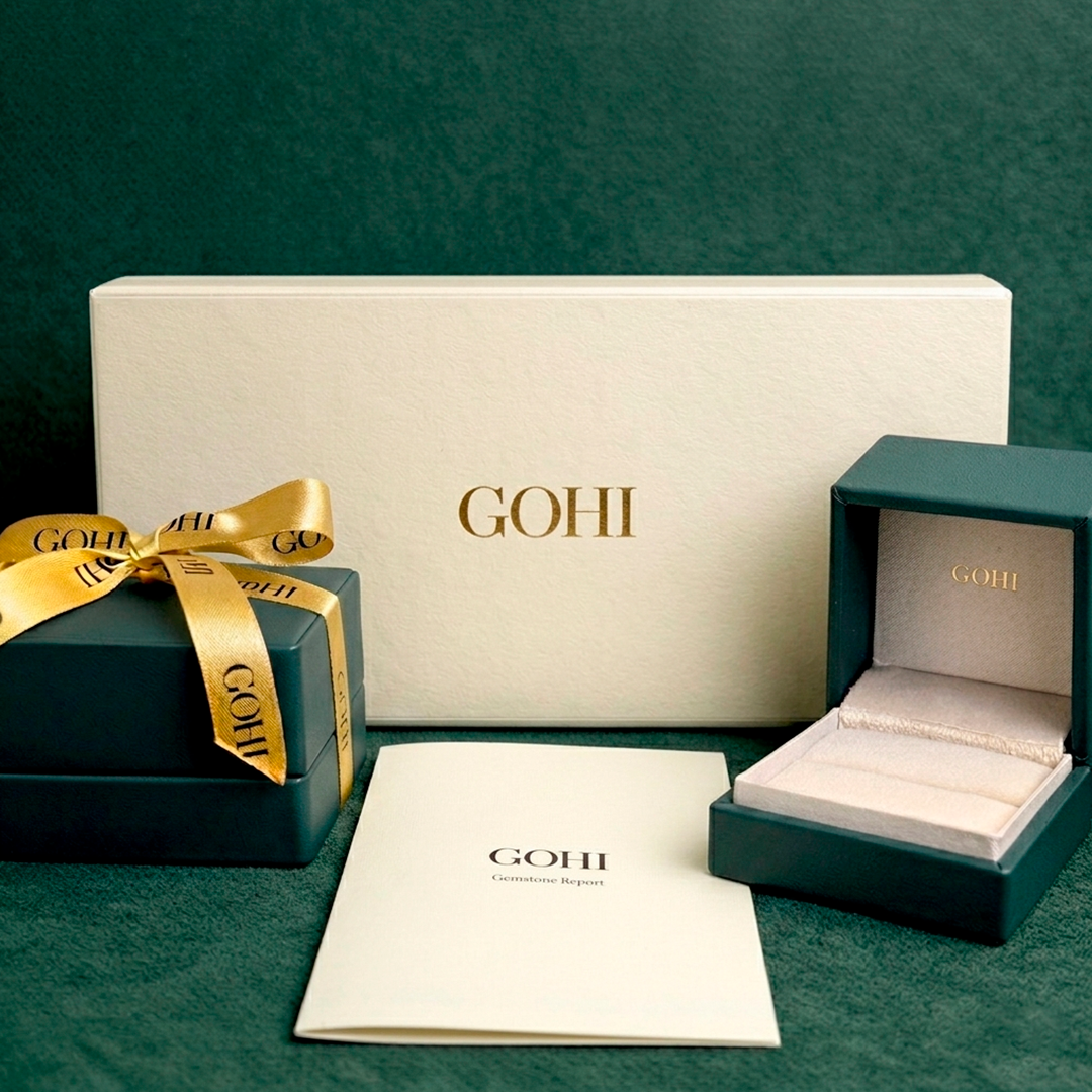 GOHI signature jewelry packaging – Colombian emerald fine jewelry unboxing experience