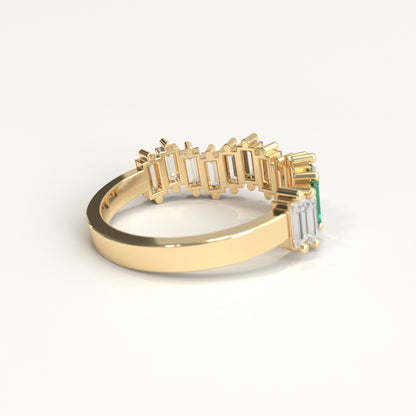 Cadence Ring in 18k yellow gold — Colombian emerald and baguette diamond band, 1Em Collection by GOHI back