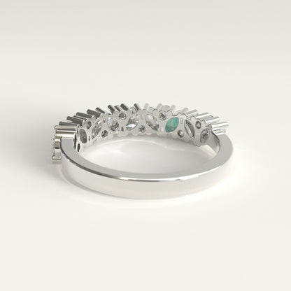 Flourish Ring in 18k white gold — Colombian emerald and marquise diamond band, 1Em Collection by GOHI back