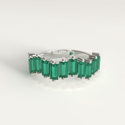 Ridge Ring | Colombian Emerald Baguette Band