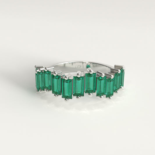 Ridge Ring | Colombian Emerald Baguette Band
