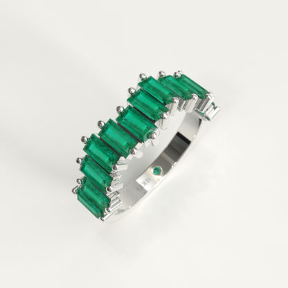 Ridge Ring | Colombian Emerald Baguette Band