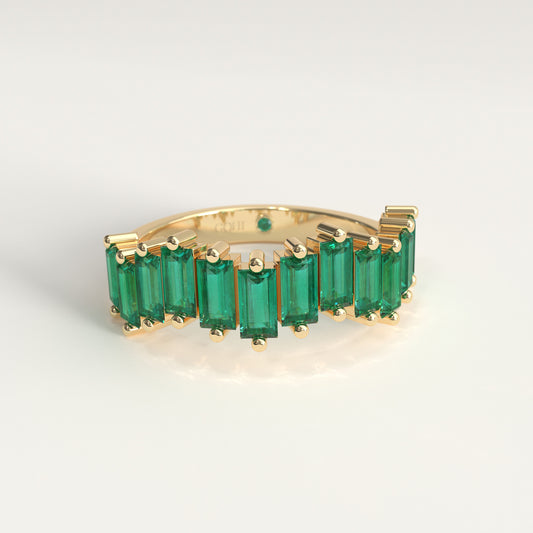 Ridge Ring | Colombian Emerald Baguette Band