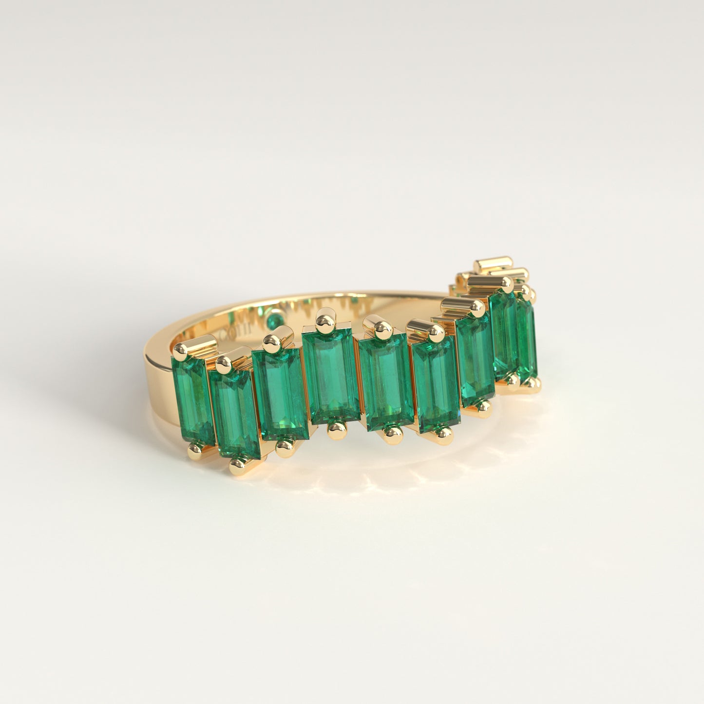 Ridge Ring | Colombian Emerald Baguette Band