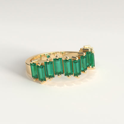 Ridge Ring | Colombian Emerald Baguette Band