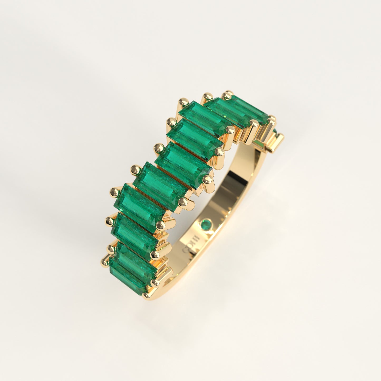 Ridge Ring | Colombian Emerald Baguette Band