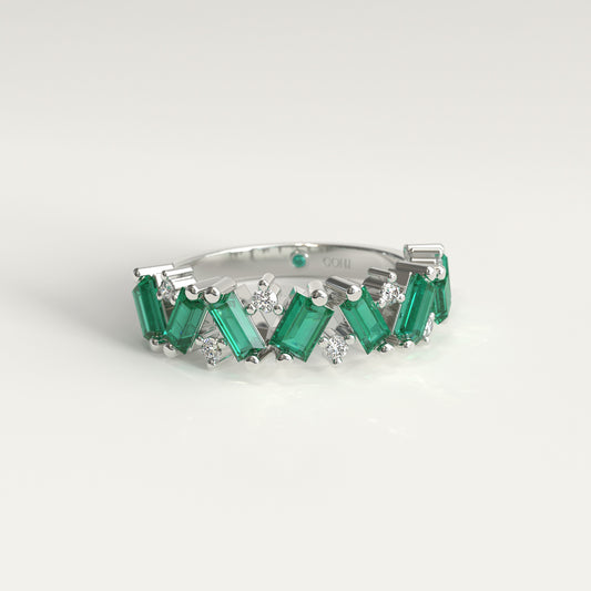 Shift Ring | Colombian Emerald & Diamond Band