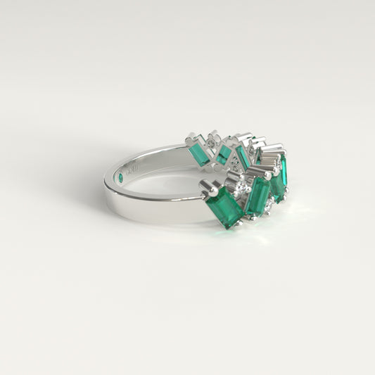 Shift Ring | Colombian Emerald & Diamond Band
