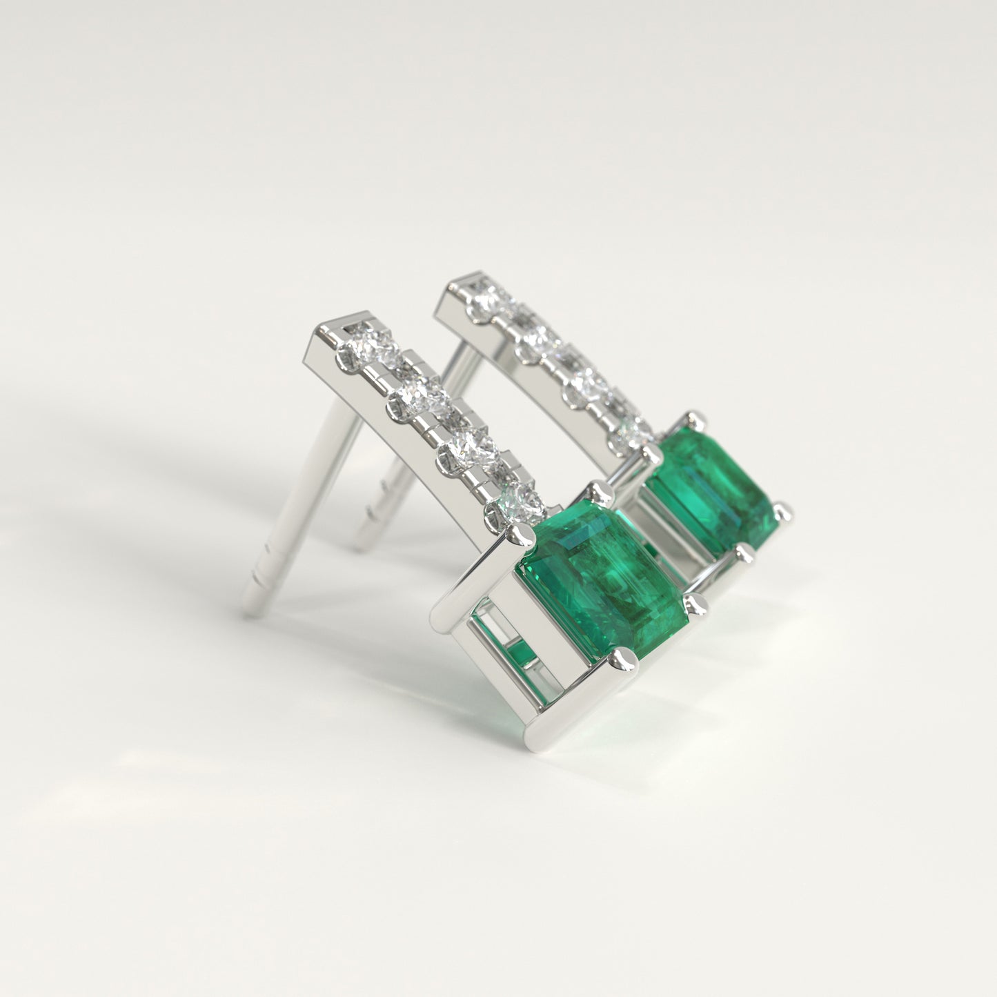 Bar Drop Earrings | Colombian Emerald & Diamond