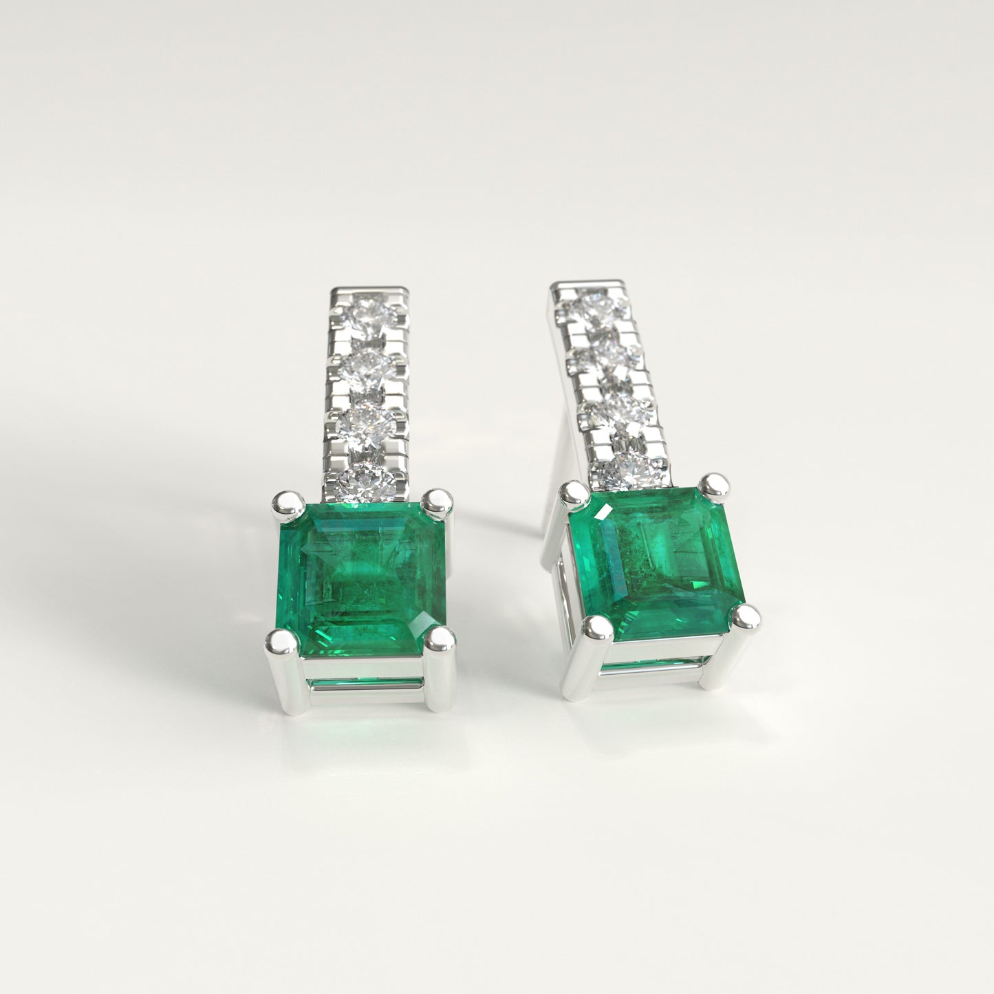 Bar Drop Earrings | Colombian Emerald & Diamond