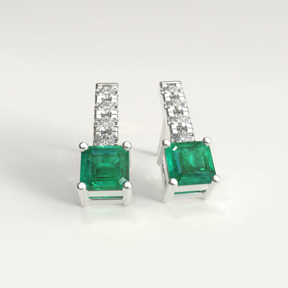 Bar Drop Earrings | Colombian Emerald & Diamond