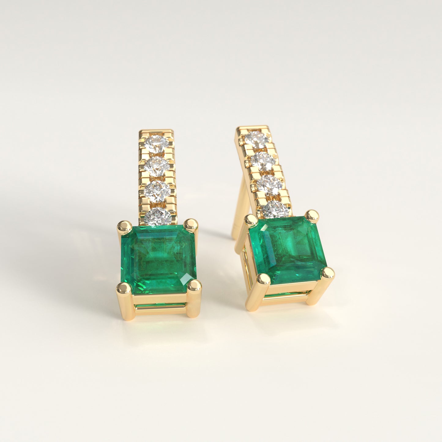 Bar Drop Earrings | Colombian Emerald & Diamond